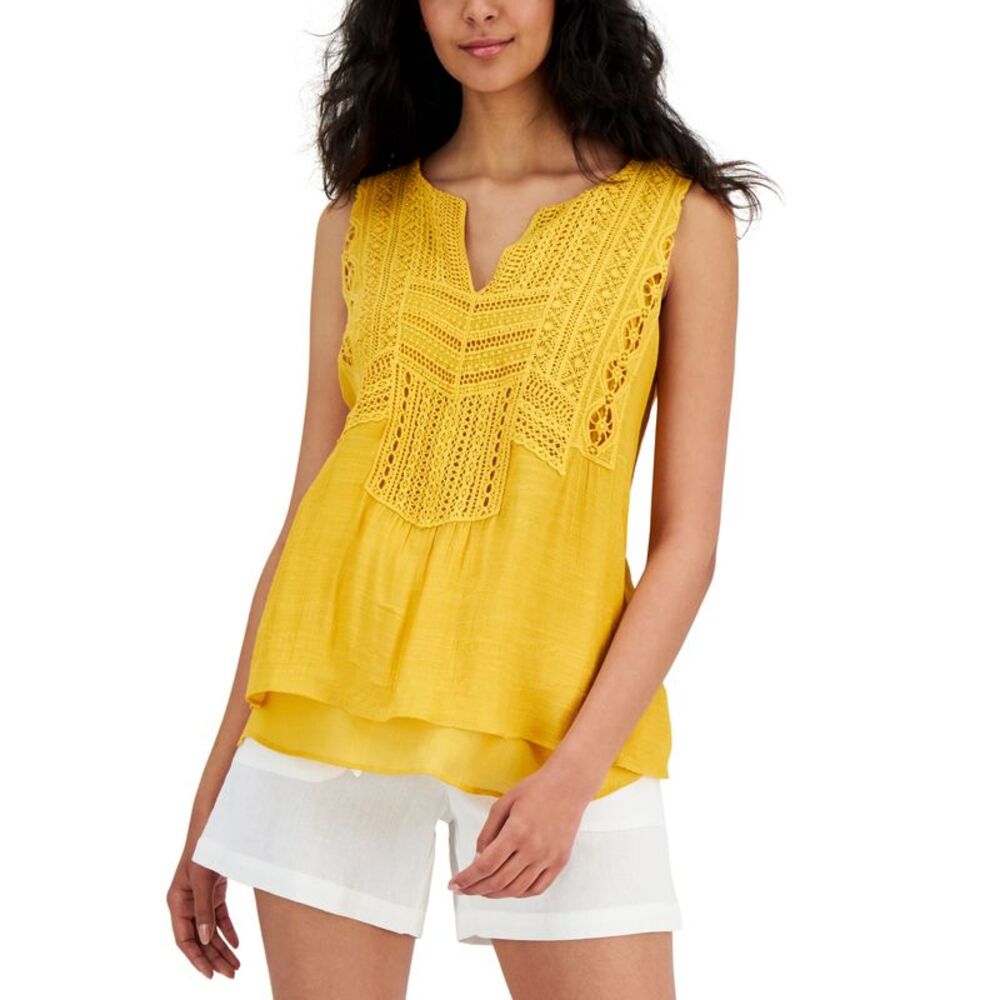 JPR Studio Womens Crochet Trim Tank Top